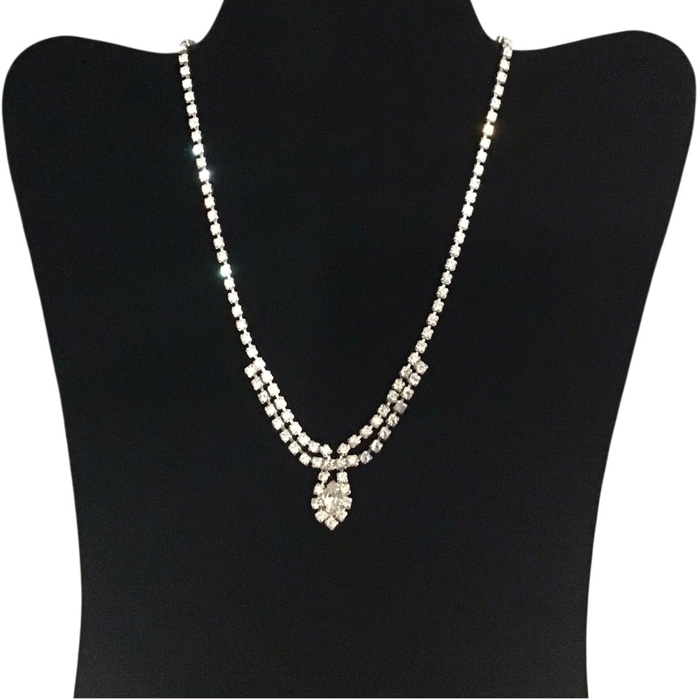 Diamond Necklace Faux Clear Accents Fashion Costume Jewelry